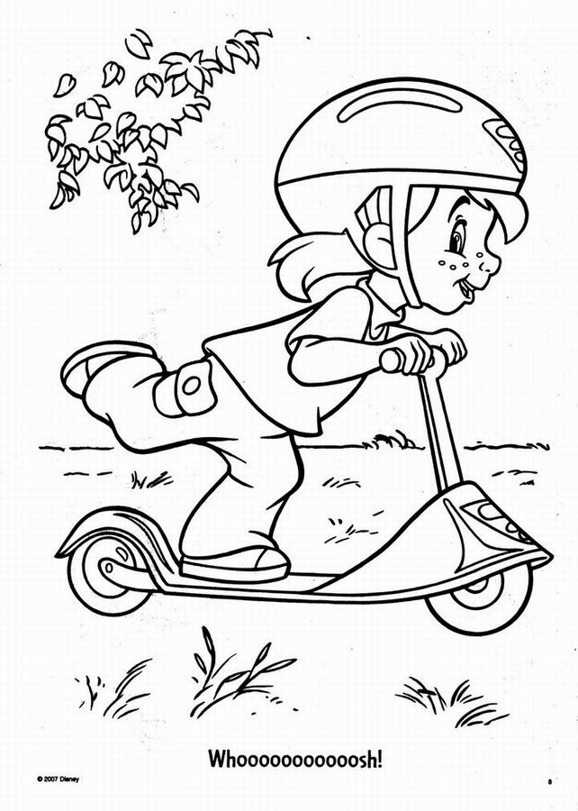 coloriage darby sur la trotinette